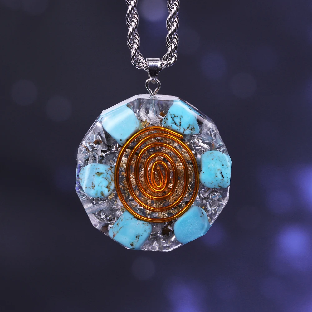 Ожерелье с подвеской Orgonite бирюзовый кулон Energy Crystal Reiki ювелирные изделия для
