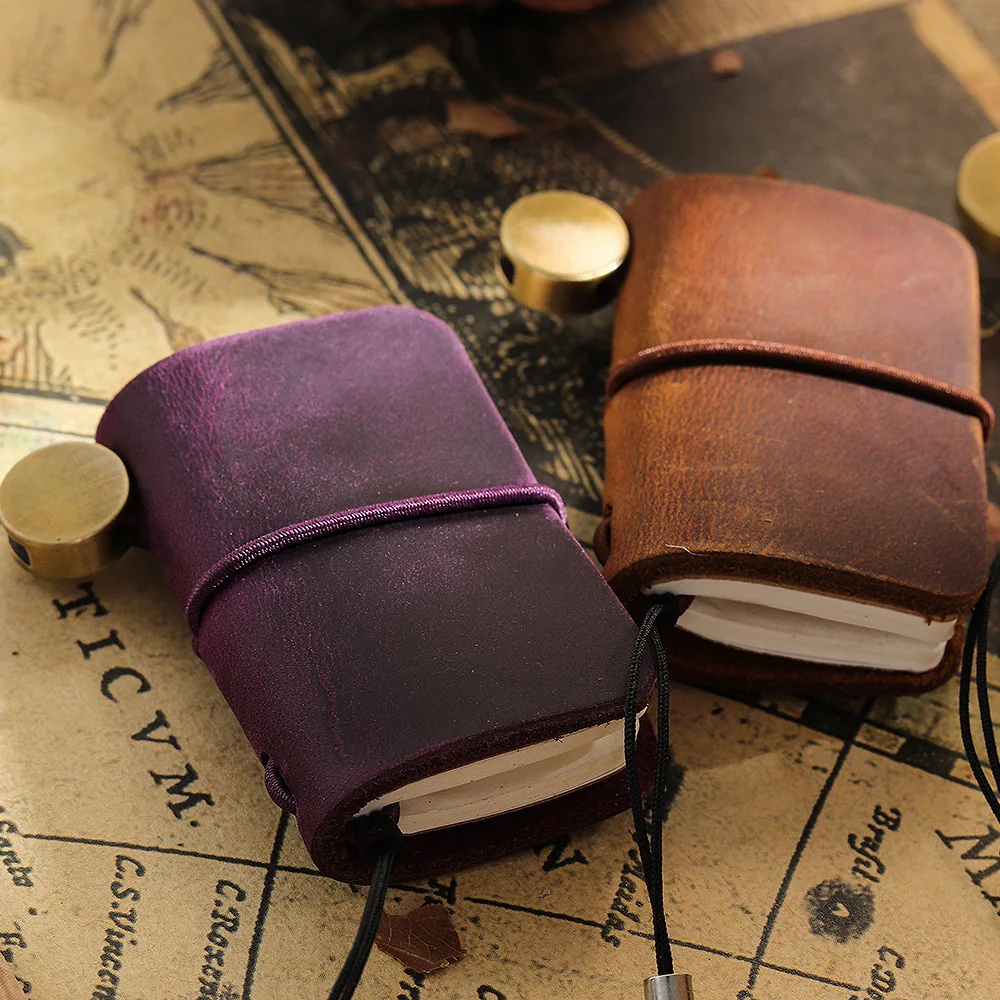 Mini Journal Cute Leather Cover Notebook Small Diary Retro Portable Travel Book DIY Gift Blank Pages Memo Creative Sketchbook | Канцтовары