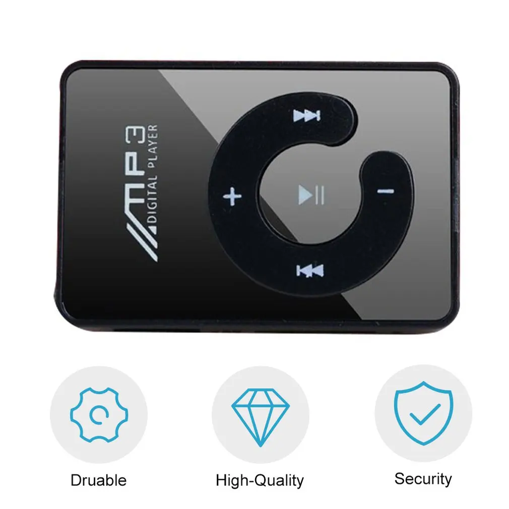 Portable Mini Mirror Clip MP3 Player Music Media Support Micro SD TF Card Fashion Hifi MP3 for Outdoor Sports Walkman Ultra Thin
