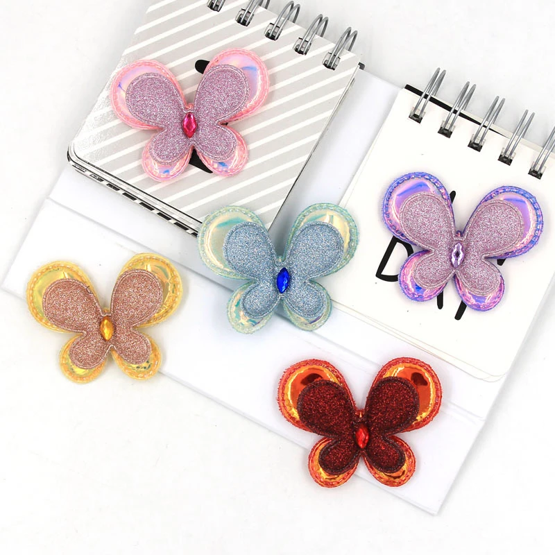 25pcs 3D Glitter butterfly for baby girl clothes hair clips bows accessories newborn headband | Детская одежда и обувь