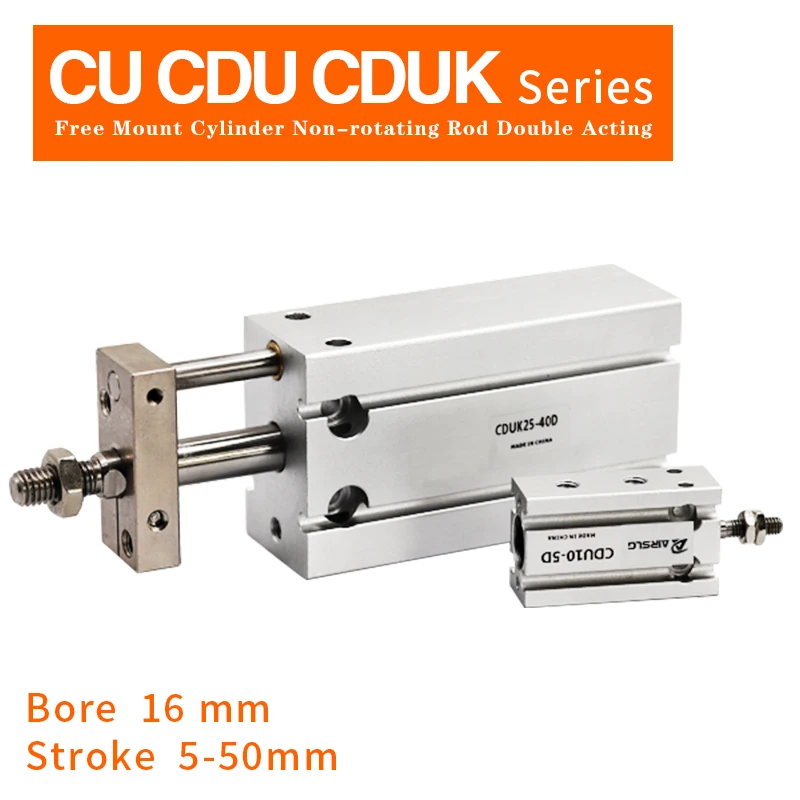 

CU CDU CDUK CU16 CDU16 CDUK16 Broe 16 mm Stroke 5-50mm Free Mount Cylinder Non-rotating Rod Double Acting Built-in magnet