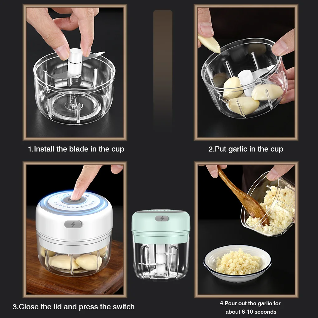 Электрическая чеснока давилка прочная тонкая USB зарядка для измельченного