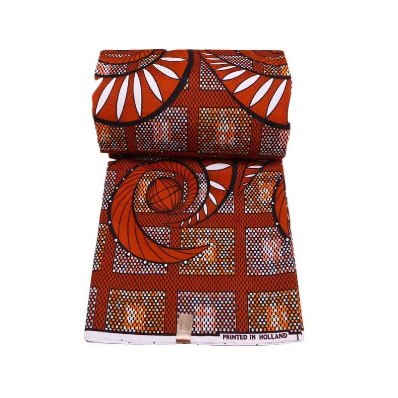 2019 африканская восковая Новая модная дизайнерская ткань с коричневым принтом