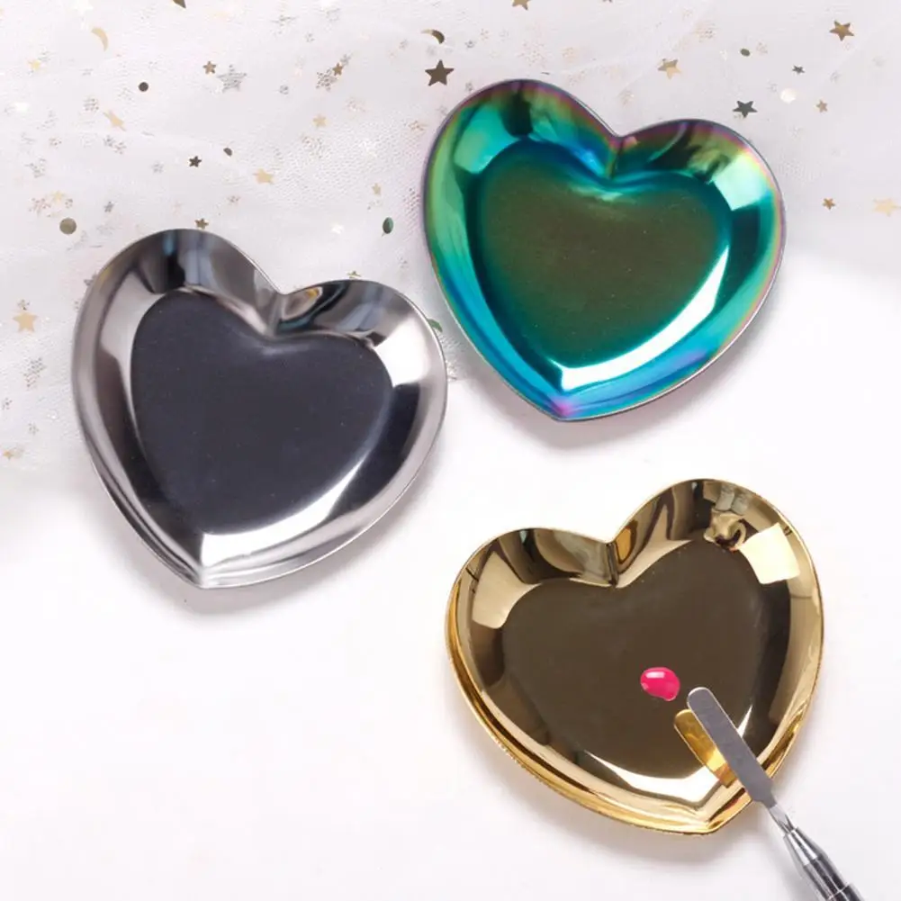 

Nail Palette Heart-Shaped Non-Fading Nail Color Plate Stainless Steel Color Painting Palette Nail Art Tool for Manicure
