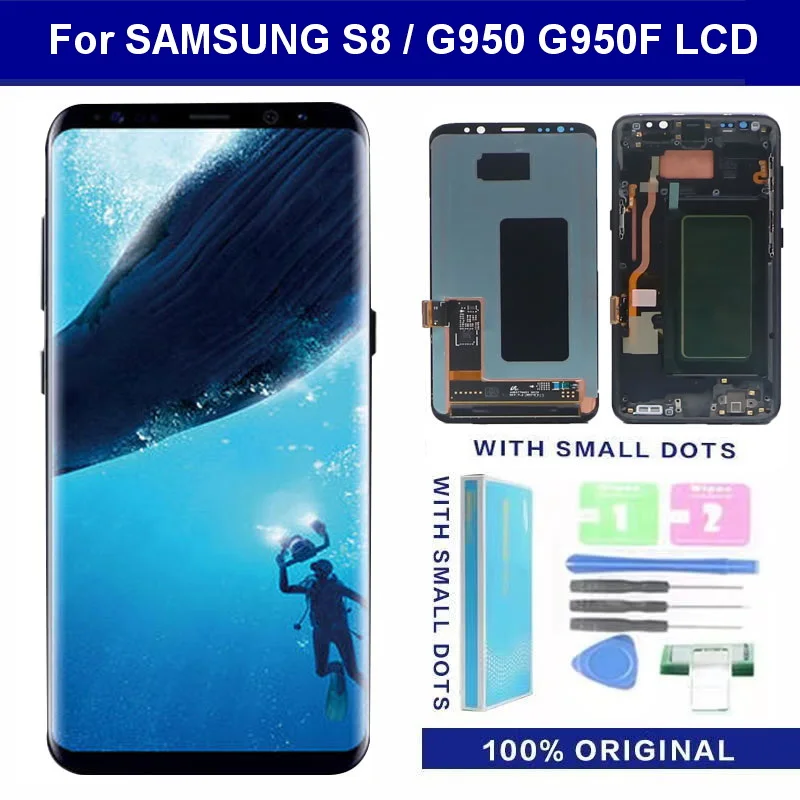 100% ORIGINAL AMOLED 5.8”LCD for Samsung Galaxy S8 Lcd G950 G950F SM-G950F/DS Display Touch Screen Digitizer Assembly With dots