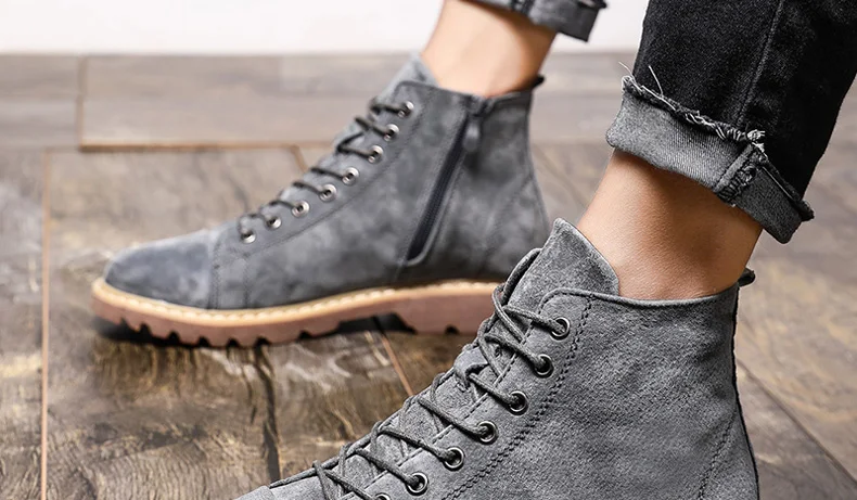 Мужские кожаные ботинки Dr Martins Martens; Зимние ботильоны; Безопасная рабочая обувь; botas hombre Zapatos De Seguridad Safty; обувь размера плюс 48