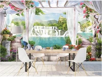 3d photo wallpaper custom mural wonderland balcony with beautiful waterfall wallpaper for walls in rolls home decor room