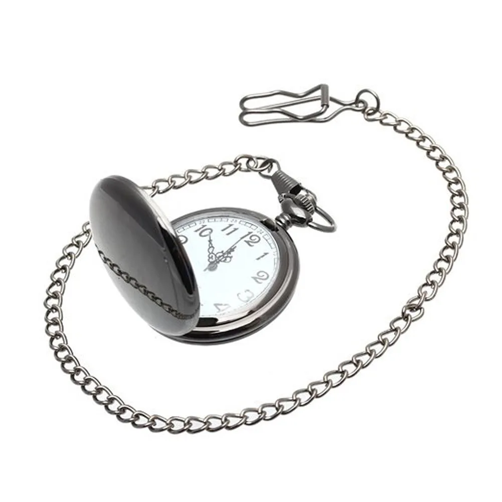 

Classic Smooth White Round Dial Men's Quartz Pocket Watch Key Chain Design LL@17
