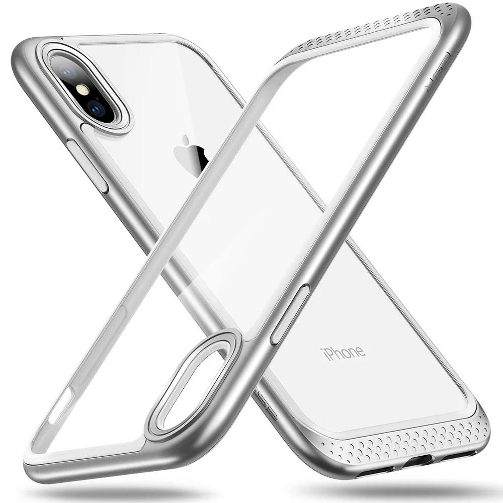 Silver Чехол-бампер ESR для iPhone X/XS/XR/XS Max, сверхпрочная Броня с рамкой-бампером, Прозрачная Жесткая задняя крышка для iPhone Coque Fundas - Цвет: Silver
