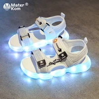 size 25 35 childrens casual sandals for boys soft led shoes with lights usb charged luminous sandals kids girls glowing shoes