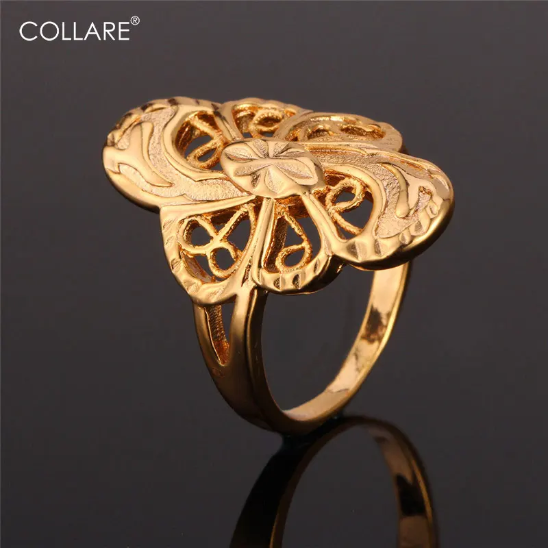 

Collare Vintage Hollow Flower Engagement Ring Gold/Silver Color Women Wholesale Wedding Ring With Gift Box Jewelry R212