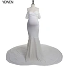 Платье для беременных из эластичной ткани платье для фотосъемки 2021 с открытыми плечами с коротким рукавом наряды для беременных для фотосессии YEWEN