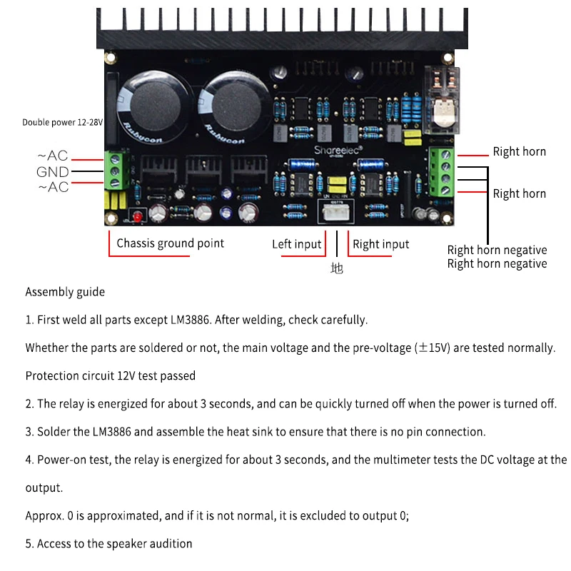 

Stereo High Power Amplifier Board LM3886 OP07 DC Servo 5534 Independent Op Amp PCB Kit