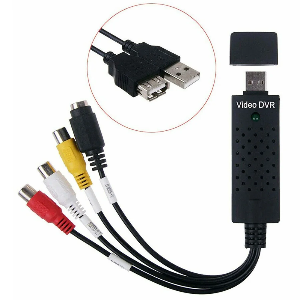 Адаптер USB 2 0 для аудио телевизора Видео VHS к ПК DVD VCR преобразователь простой
