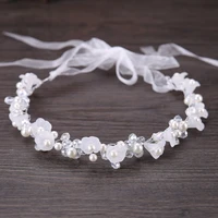 new fashion crystal hair band headbands for women girls handmade wedding hair accessories white pearl flower tiaras crowns