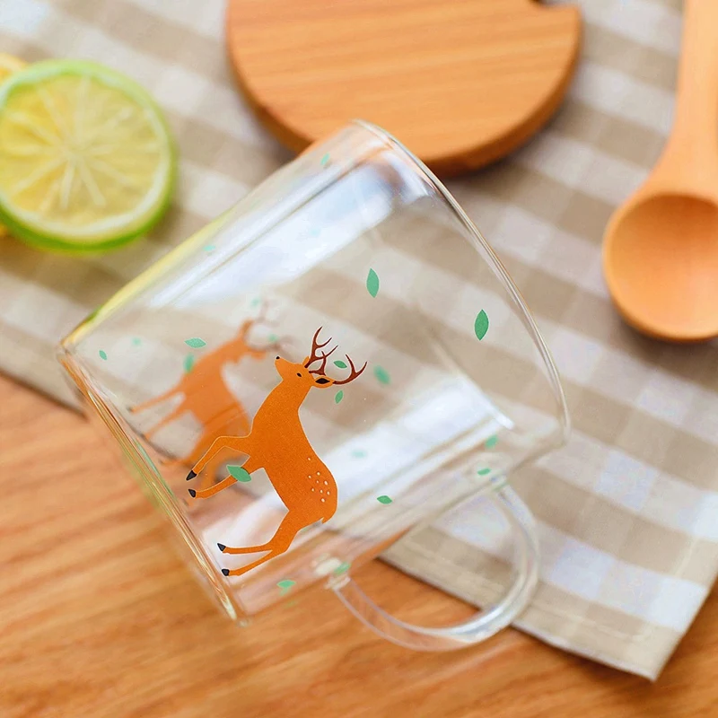 Японский мультфильм стакан с принтом чашка 280 мл термостойкий олень кошка кролик