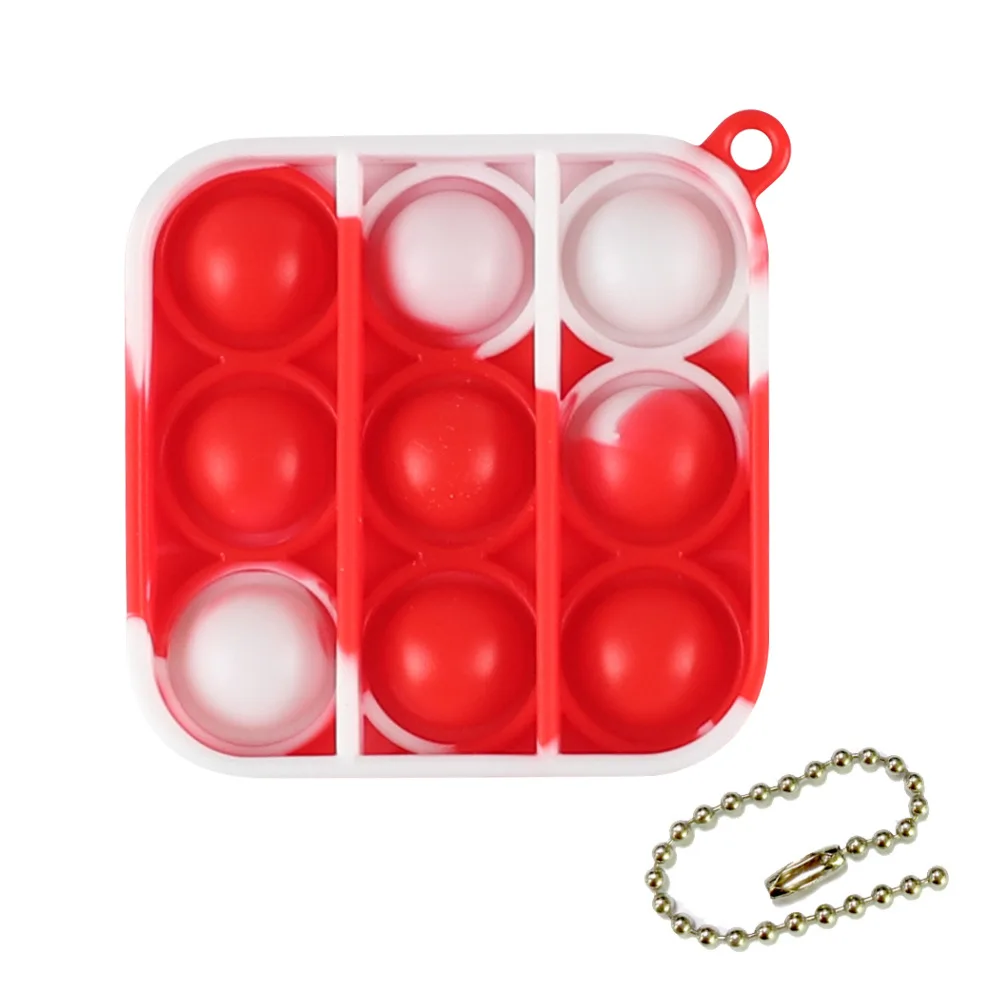 

2021 Mini Anti-stress Fidget Toys Key Chain Children Push Bubble Fidget Sensory Toy Key Ring Keychain Rount Heart Toy