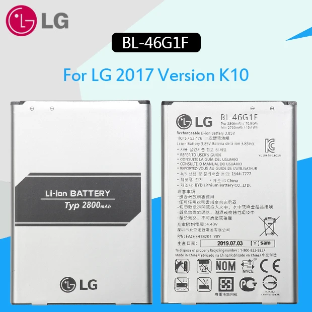 BL-46G1F For LG K10 LG Батарея BL-45A1H для LG K10 батареи для LG версия K10 LG V10 V20 G4mini BL-46G1F BL-44E1F BL-45B1F BL-49SF - Цвет: BL-46G1F For LG K10