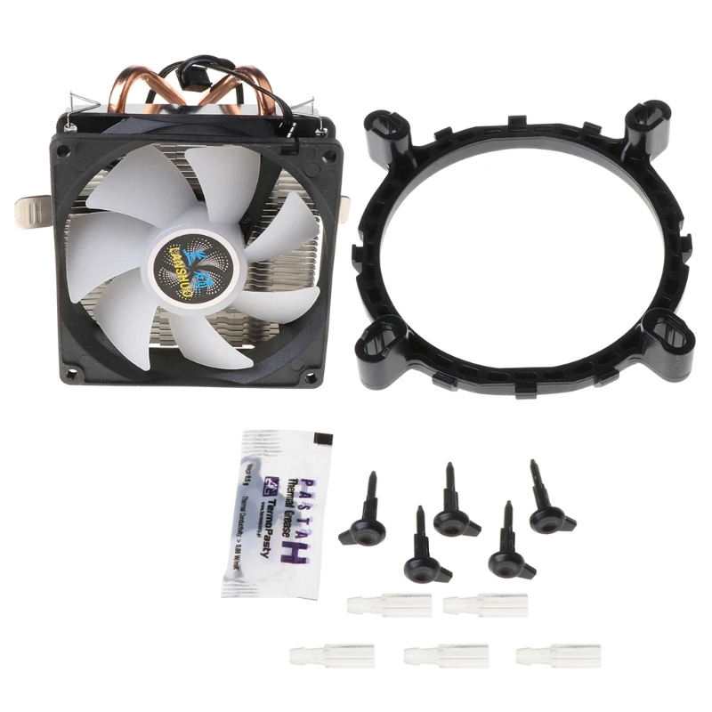 Процессор кулер 2 Медь тепловых трубок 3Pin Вентилятор охлаждения с 5 цветов