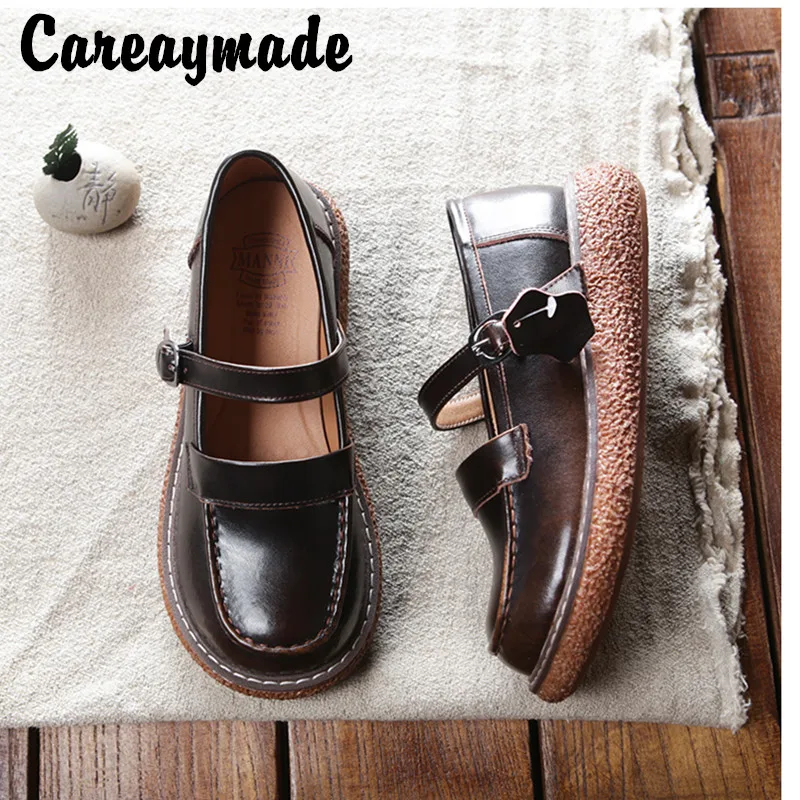 

Careaymade-Genuine leather spring new European&American big shoes with shallow mouth and thick bottom and one belt casual shoes