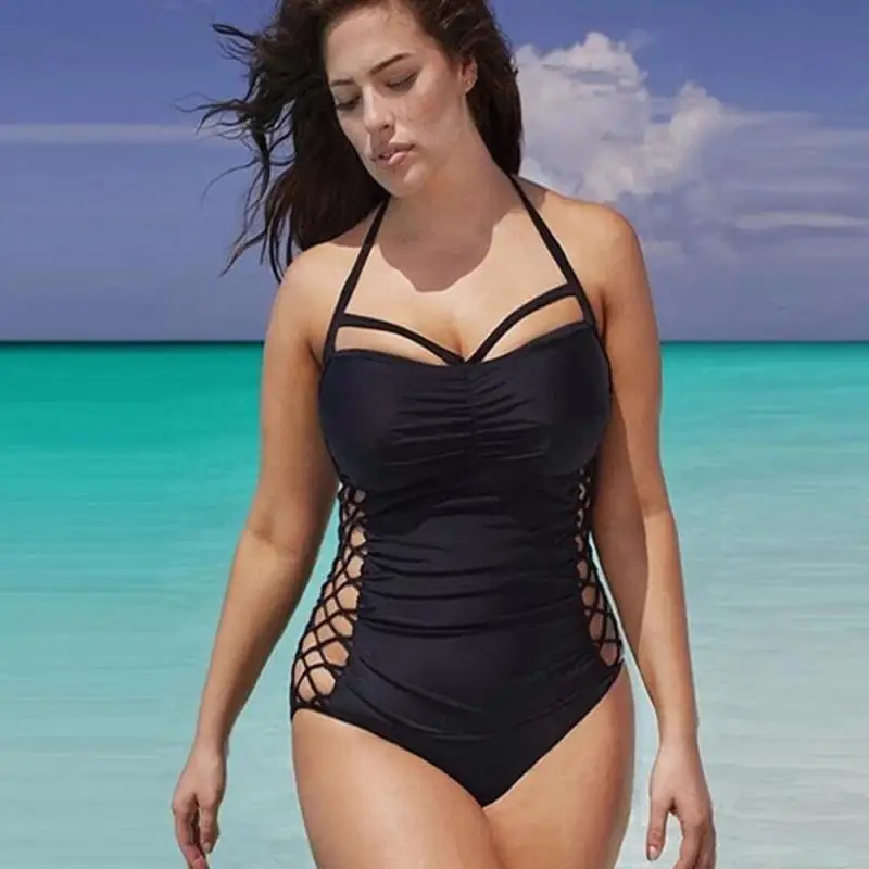 

Размера плюс купальники Для женщин больших размеров шнурок Высокая Талия бикини купальник женский бандажный купальник бикини сексуальный ...