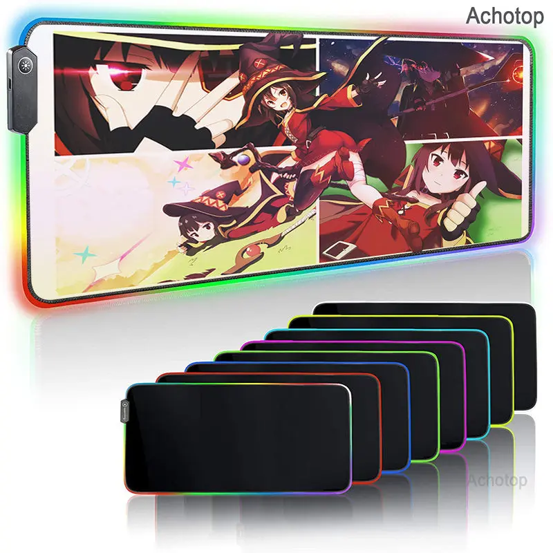 

Anime Girl Mouse Pad LED RGB Big XXL Gamer Anti-slip Rubber Play Desk Mat Gaming for Keyboard Laptop Computer PC Mouse Carpet