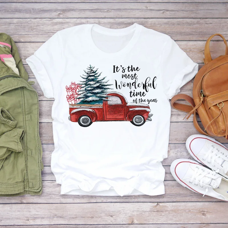 Женские футболки с мультяшным принтом грузовик винтажный счастливый