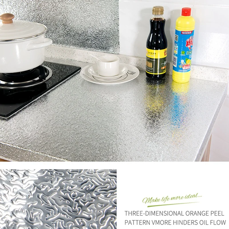 5 м узор алюминий маслостойкие стикеры кухня апельсиновой корки линии фольга