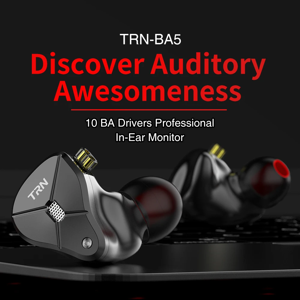 Newest TRN BA5 10BA Earphone 5 Balanced Armature HIFI Monitor Sport Metal Headset Detachable Cable TRN V90 V80 ZSX C12 AS10 ZS10