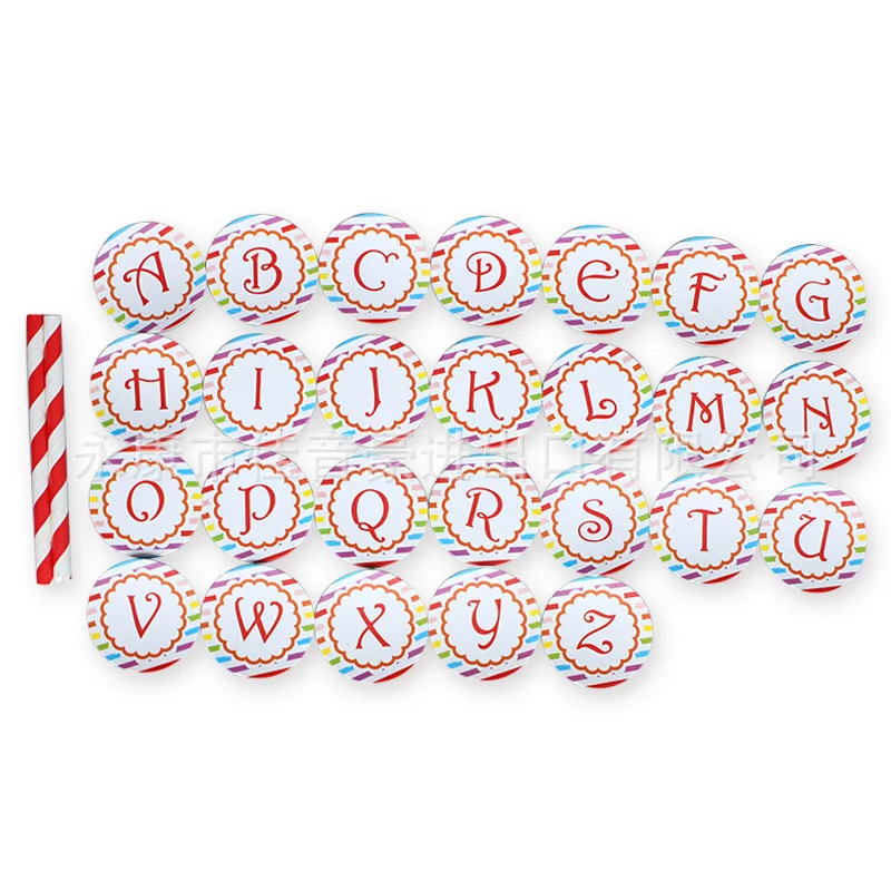 26 English Lettered Birthday Cake Decoration Decorative Flag Cupcake Topper Dessert Table Amenities |