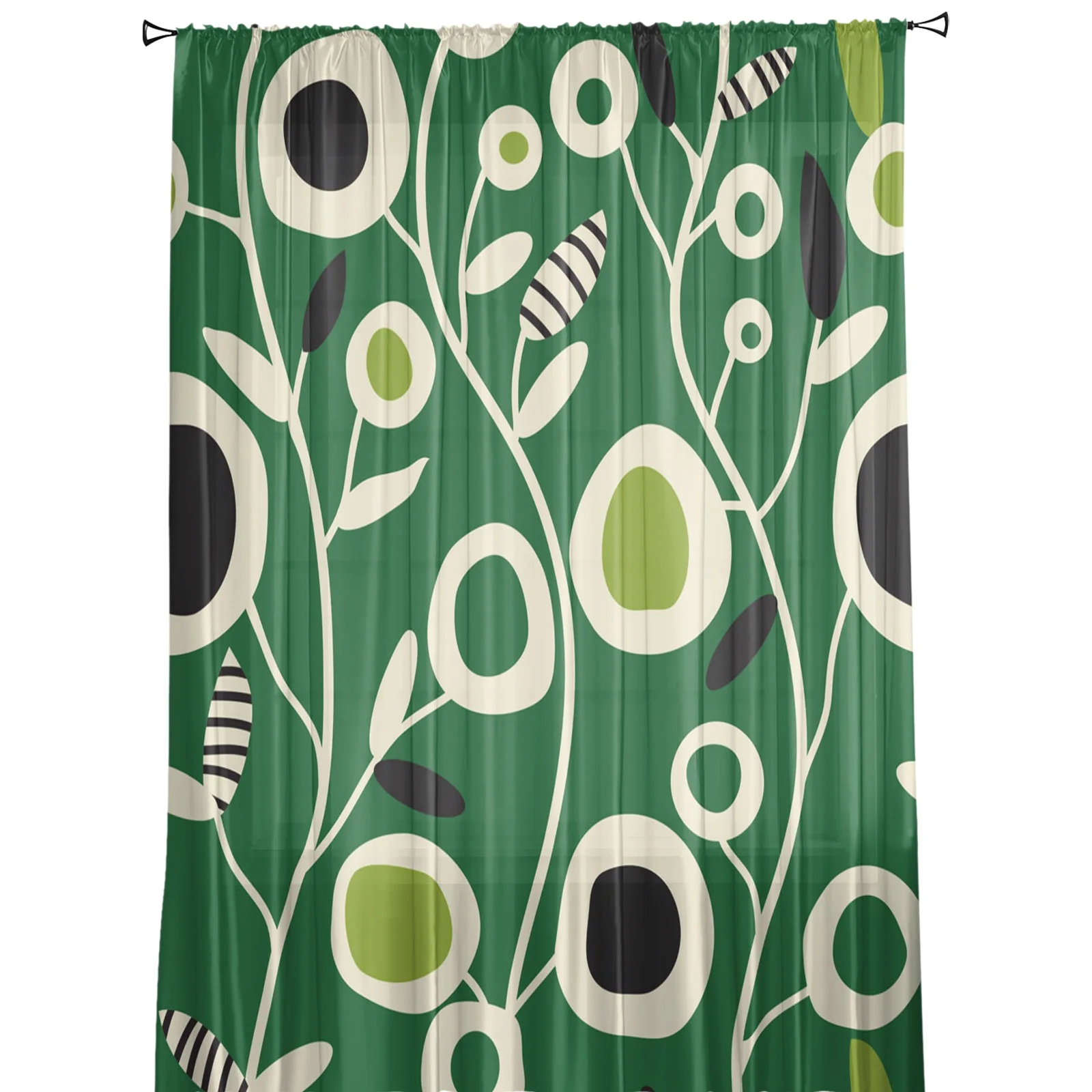 Прозрачные Занавески с геометрическими зелеными листьями кругами цветами для