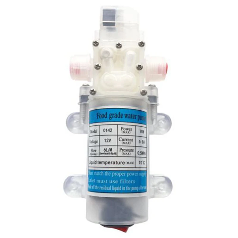 Dc 12V 70W Food Grade Self-Priming Diaphragm Water Pump with Switch 6L/Min Booster | Обустройство дома