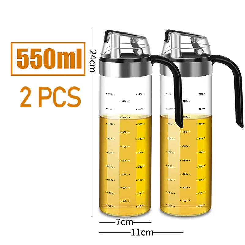 

Large Olive Oil Dispenser Bottle Auto Flip Condiment Container Automatic Cap and Leakproof Vinegar Glass Cruet