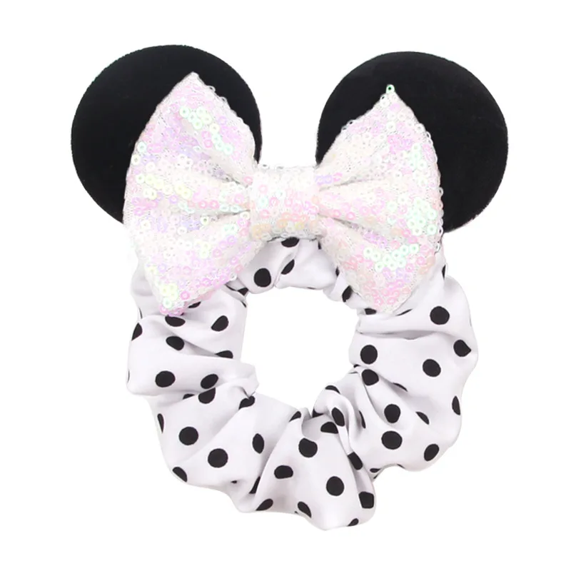 Diadema navide&ntilde;a con orejas de Minnie Mouse, banda para el pelo de cerdo de terciopelo grueso, banda el&aacute;stica de terciopelo, accesorios para el cabello-4