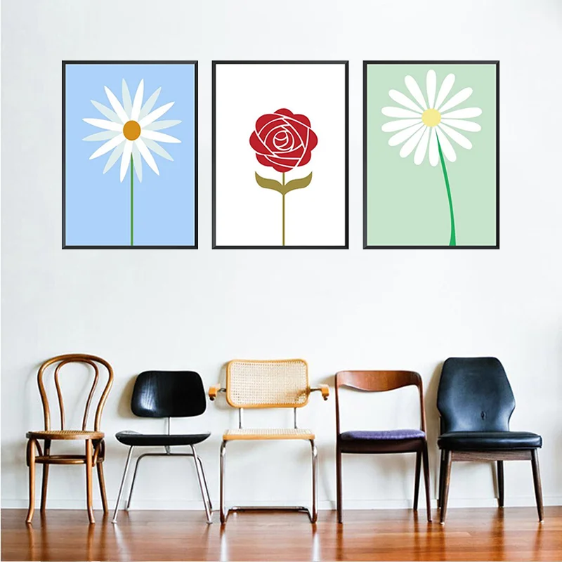 Солнечный цветок синий Современный абстрактный А4 плакат печатает