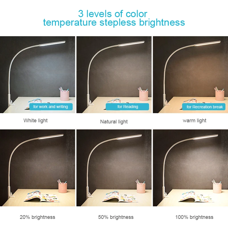 Настольная Светодиодная лампа с длинной ножкой гибкий приглушаемый светильник
