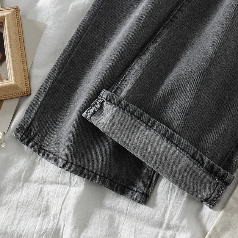 

Jeans Women Denim Vintage Straight High-Waist Simple adjustable waist Chic Harajuku BF Unisex Fashion Ulzzang Womens Trousers