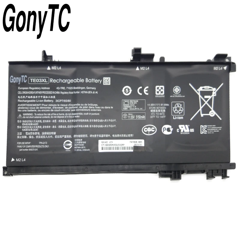 GONYTC TE03XL новый подлинный ноутбук Батарея для HP TPN-Q173 HSTNN-UB7A 15-bc011TX 15-bc012TX 15-bc013TX 11 55 v