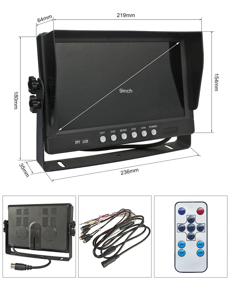 DIYSECUR 9 &quot4CH 4PIN 4 Разделение Quad Экран Дисплей резервного копирования автомобильный
