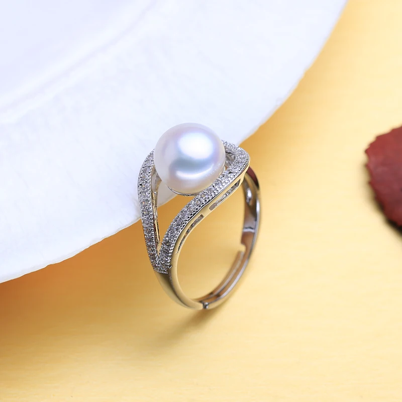 

FENASY Natural Freshwater Pearl Rings New Fashion Trendy Zircon Party 925 Sterling Silver Adjustable Rings For Women Wholesale