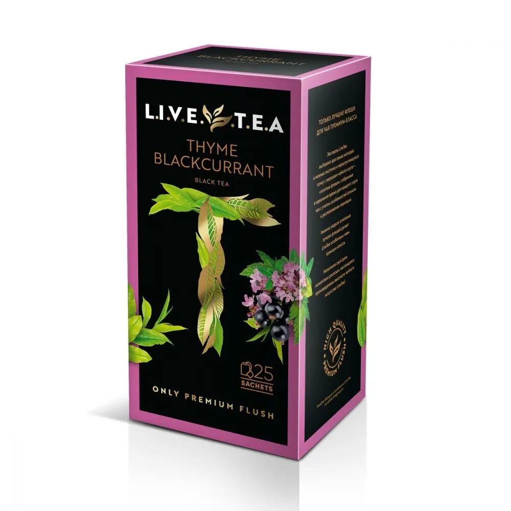 Чай Live Tea &quotThyme &amp Blackcurrant&quot черный с чабрецом и черной смородиной 25 пакетиков| |