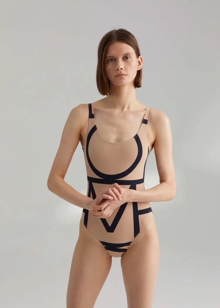 Totem* Positan* classic swim suit logo letter printing sexy wire free bodysuit