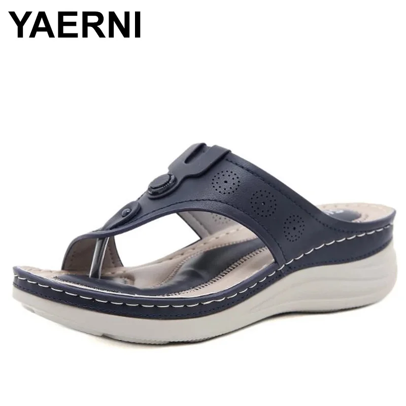 

Сандалии YAERNIShoes женские на танкетке, удобные босоножки на платформе, повседневные Нескользящие римские сандалии, пляжные лоферы, на лето