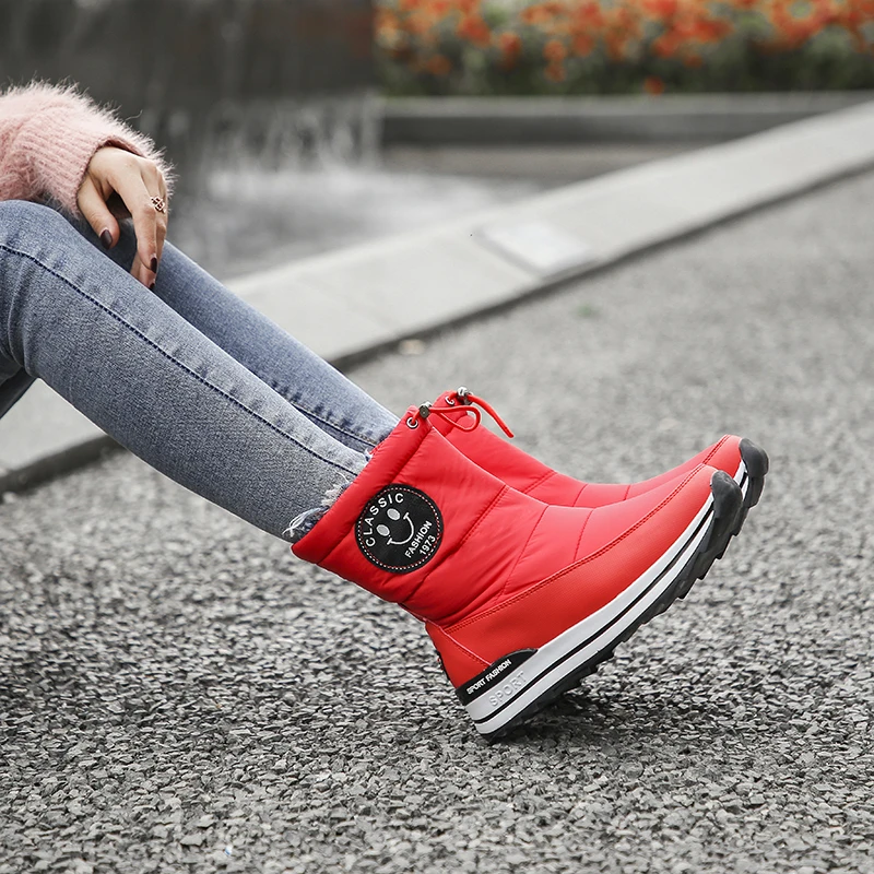 

Plus size 34-43 Snow boots for women shoes zipper keep warm thick fur winter boots fashion ankle boots female