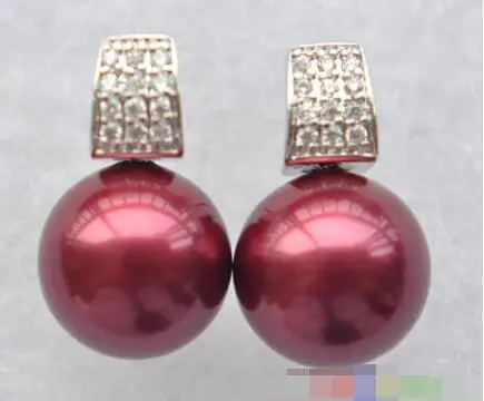 

Фиолетовые круглые серьги-гвоздики с жемчугом в морском стиле