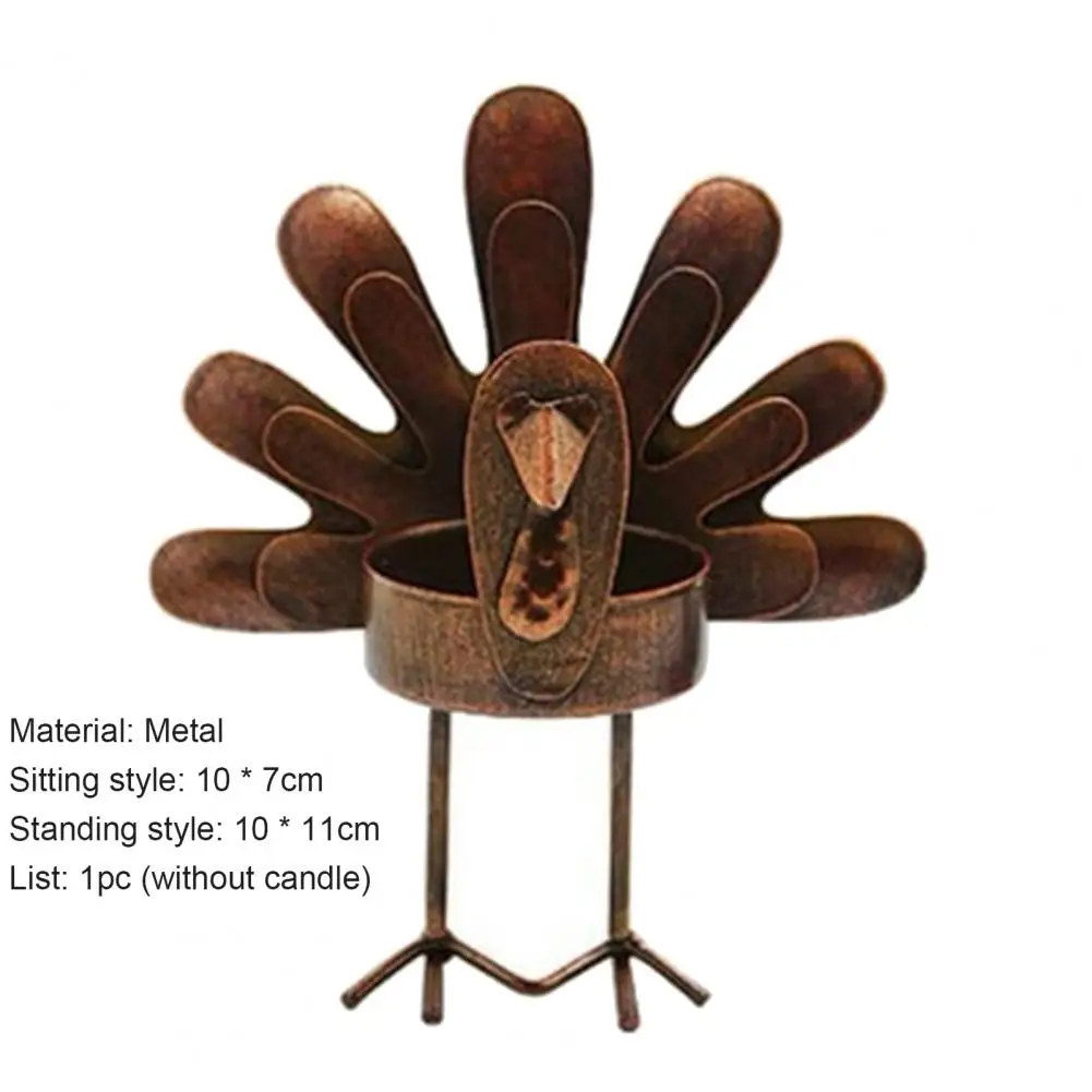 

Thanksgiving Turkey Shape Candle Holder Retro Metal Autumn Harvest Tea Candlestick for Dinning Thanksgiving turkey candlestick