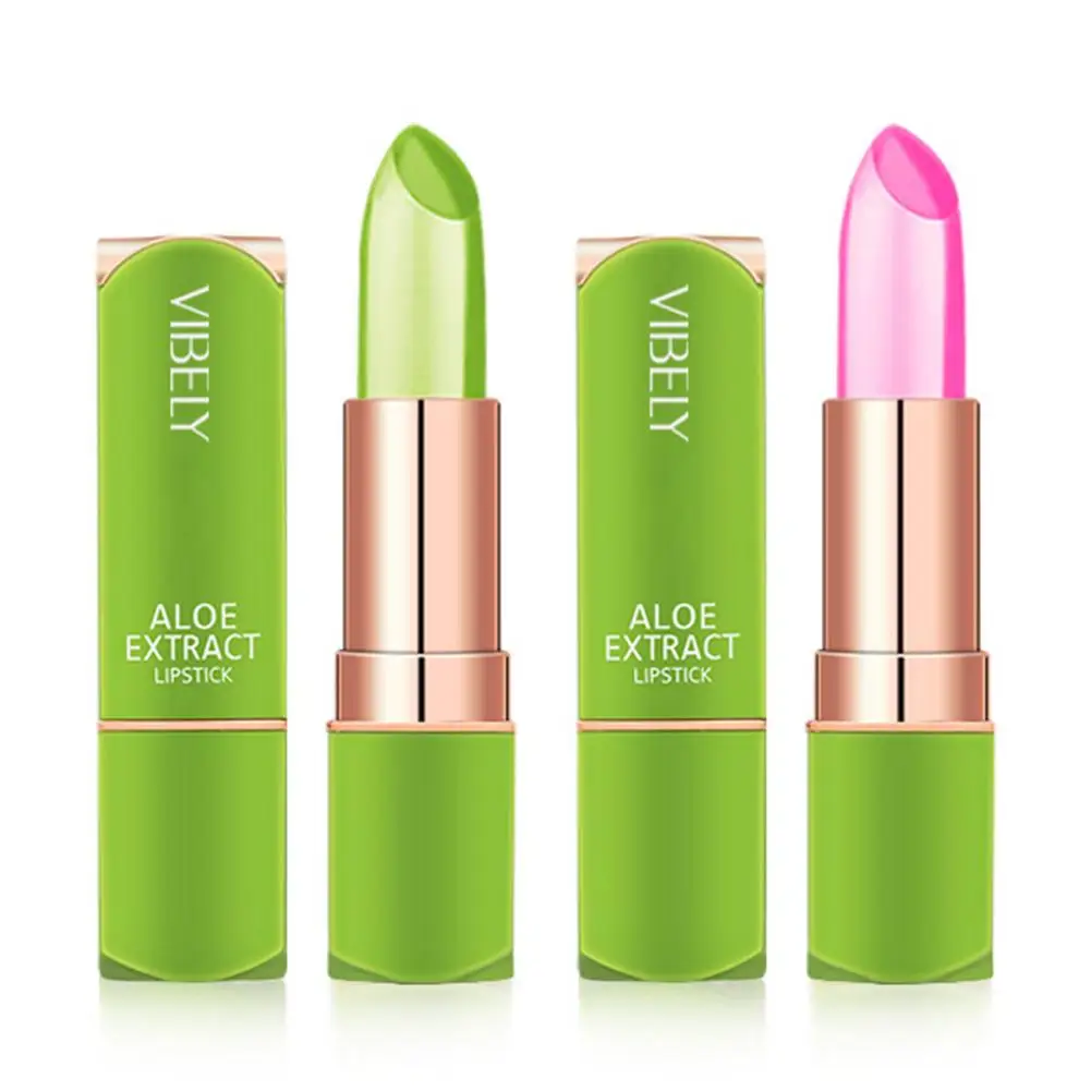 

Beauty Makeup Cosmetics Aloe Vera Lipsticks Temperature Color Change Lip Care Lip Gloss Fashion Long Lasting Lipstick 2 Colors