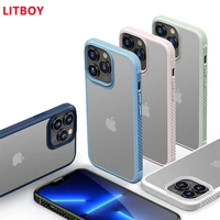 luxury matte transparent phone case for iphone 11 12 13 pro max x xr xs max high quality carbon fiber frame shockproof case capa