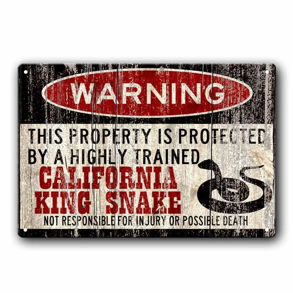 

Funny California King Snake Sign Snake Warning Sign Vintage Tin Metal Sign Bar Club Cafe Garage Wall Decor Farm Decor Art