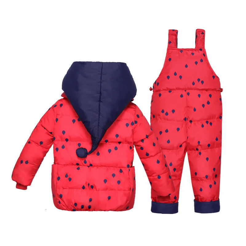 

Girls ski suit winter kids fashion thick warm hoodies+bib pants 2pcs doorout tracksuits for baby girls children down parkas sets